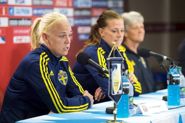 Aktuell Fußball, Damen, WM, Training Nationalteam Schweden June 7, 2015 - Winnipeg - 150607 Schwedens Caroline Seger - PK Schweden.. BILDBYRAN kod CS 57673 News - June 7, 2015  - ZUMAb138