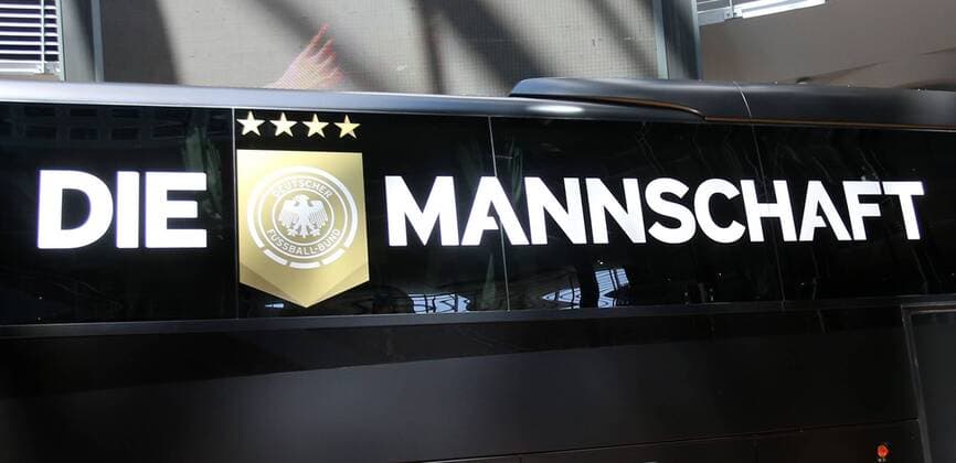 Köln, Fussball, DFB; Deutschland vs USA, Pressekonferenz, 08.06.2015, Köln, Mercedes Benz Center Köln, DFB Mannschaft Logo,
