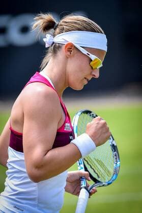 - ROSMALEN, NETHERLANDS: Belgian Kirsten Flipkens celebrates during a tennis match between between Japanese Kurumi Nara and Belgian Kirsten Flipkens in the first round of the women s tournament at the Topshelf Open WTA Tennis Damen tennis tournament in Rosmalen, the Netherlands, Monday 08 June 2015. LUCxCLAESSEN  x04638624x