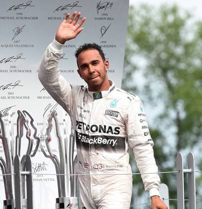 HAMILTON Lewis F1 Team Mercedes AMG bei der Siegeehrung FIA Grosser Preis von Kanada 2015 in Montreal am 07. Juni 2015 in Montreal 