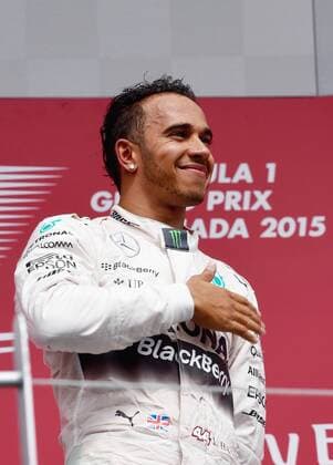HAMILTON Lewis F1 Team Mercedes AMG bei der Siegeehrung FIA Grosser Preis von Kanada 2015 in Montreal am 07. Juni 2015 in Montreal 