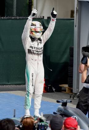 HAMILTON Lewis F1 Team Mercedes AMG jubelt nach seinem Sieg FIA Grosser Preis von Kanada 2015 in Montreal am 07. Juni 2015 in Montreal 