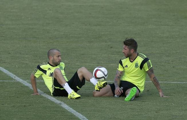 Aktuell Fußball, Training Nationalteam Spanien Spanish national team Nationalteam training session. In this picture, Jordi Alba and Sergio Ramos. xJOSExA.xGARCIAx 