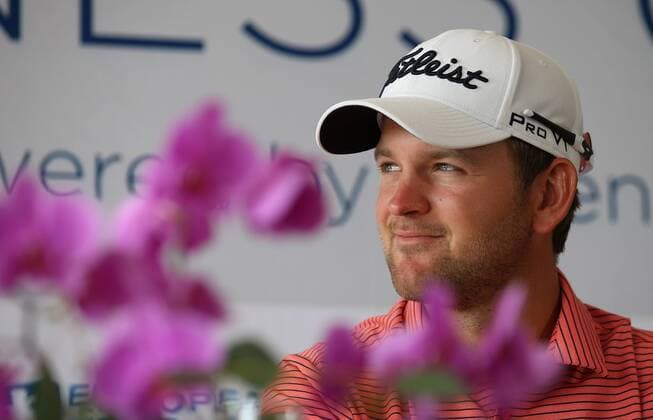 GOLF - Lyoness Open 2015 ATZENBRUGG,AUSTRIA,09.JUN.15 - GOLF - PGA Golf Herren European Tour, Lyoness Open, Diamond Country Club, press conference PK Pressekonferenz Image shows Bernd Wiesberger (AUT). GEPAxpictures xDanielxGoetzhaber