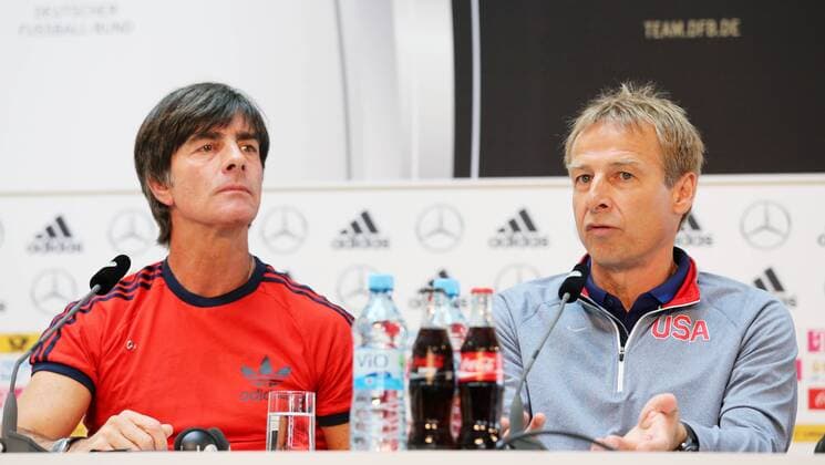 Köln, Fussball, DFB; Deutschland vs USA, Pressekonference mit Jürgen Klinsmann, Joachim Löw, 09.06.2015, Mercedes Zentrum Köln