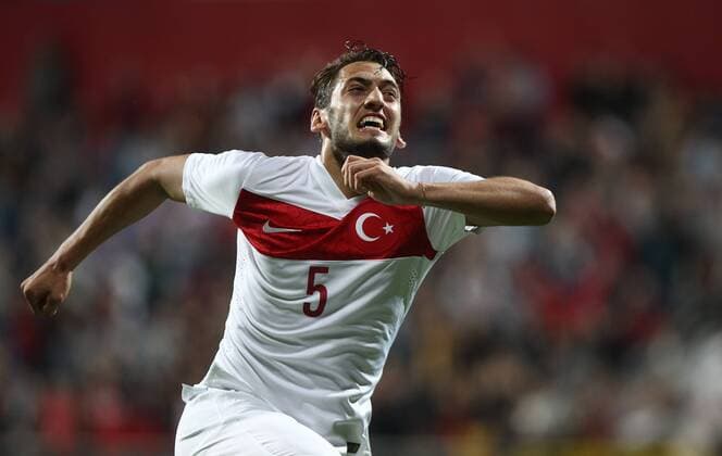 Friendly match between Turkey ( White ) and Bulgaria ( Red )at Recep Tayyip Erdogan Stadium in Istanbul on June 08,2015. Final Score: Turkey 4 - Bulgaria 0 Pictured: Hakan Calhanoglu of Turkey . 