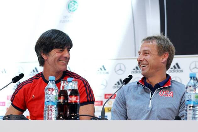National-, Bundestrainer Joachim Jogi Loew und Juergen Klinsmann (Nationaltrainer USA) Pressekonferenz der A-Nationalmannschaft, Fussball, Freundschaftsspiel gegen USA, 09.06.2015, Copyright: Schueler Eibner-Pressefoto EP_JSE