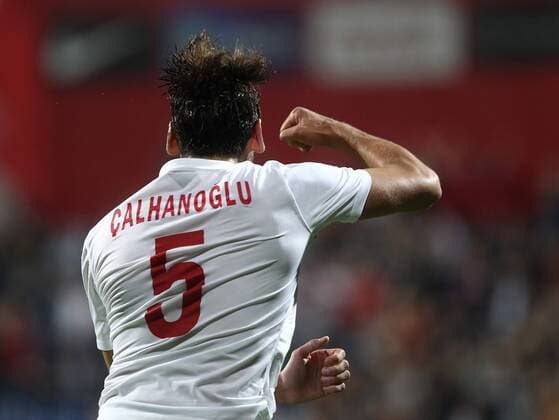 Friendly match between Turkey ( White ) and Bulgaria ( Red )at Recep Tayyip Erdogan Stadium in Istanbul on June 08,2015. Final Score: Turkey 4 - Bulgaria 0 Pictured: Hakan Calhanoglu of Turkey . 