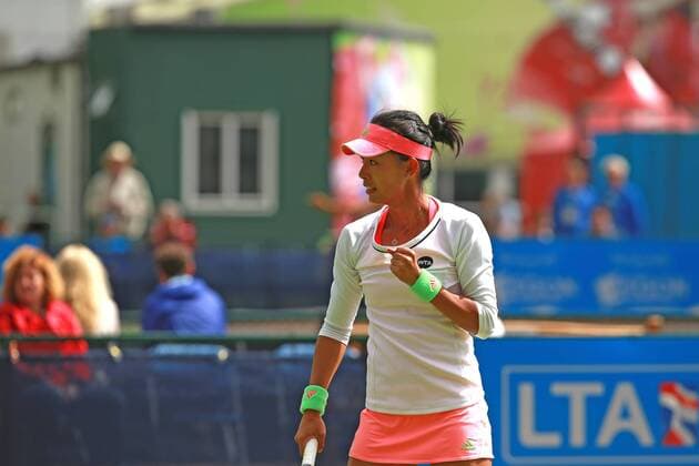 09.06.2015. Nottingham, England. Aegon Open Tennis. Fist pump from Qiang Wang but she lost her match to Sachin Vickery xDavidxKissmanx  ActionPlus11629303