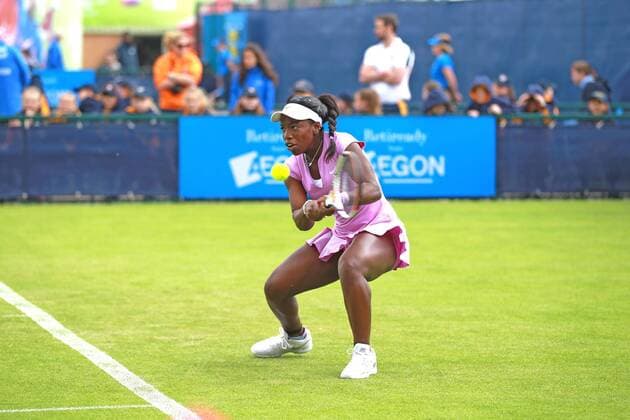 09.06.2015. Nottingham, England. Aegon Open Tennis. Backhand from Sachia Vickery of USA in her match against Qiang Wang of China xDavidxKissmanx  ActionPlus11629310