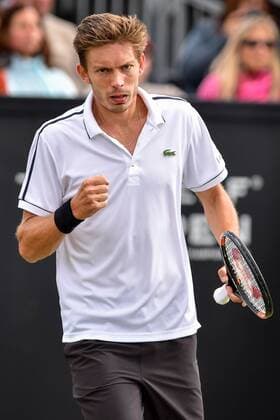 - ROSMALEN, NETHERLANDS: French Nicolas Mahut celebrates during a first round game between between Australian Lleyton Hewitt and French Nicolas Mahut during the Topshelf Open ATP Tennis Herren tennis tournament in Rosmalen, the Netherlands, Tuesday 09 June 2015. LUCxCLAESSEN  x04639592x