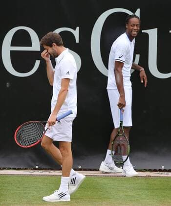 09.06.2015 ATP Tennis Herren Tour,Mercedes Cup Stuttgart , Tennis 09.06.2015,ATP Tour,Mercedes Cup Stuttgart,Tennis, Sport,im Bild: Gael Monfils und Gilles Simon