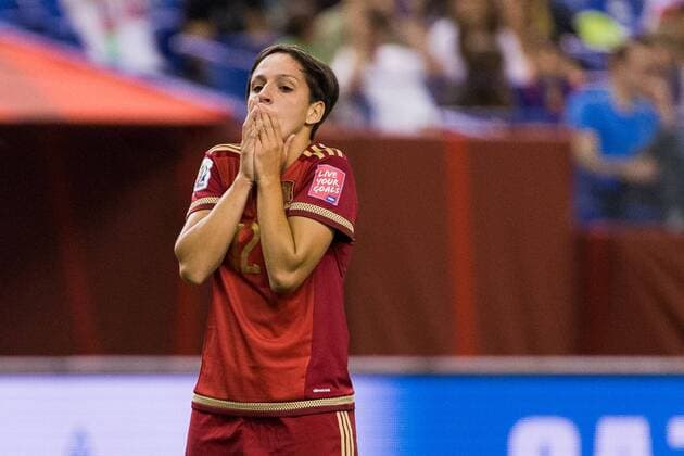 June 09, 2015 : Spain midfielder Marta Corredera 12 reacts during the 2015 FIFA Women s World Cup Group E match between Spain and Costa Rica at the Olympic Stadium in Montreal, Quebec, Canada. SOCCER: JUN 09 FIFA Women s World Cup - Group E - Spain v Costa Rica Icon15060927 EDITORIAL USE ONLY