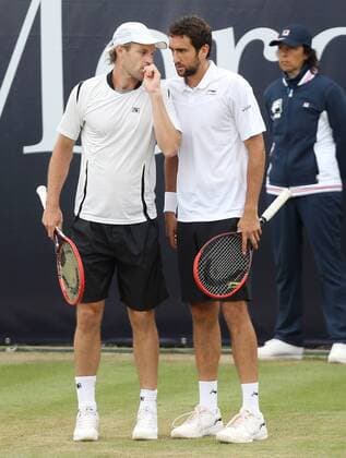 Stuttgart , Tennis Weissenhof Mercedes Cup 2015, Doppel, v.l. Frank Moser (GER), Marin Cilic (CRO)