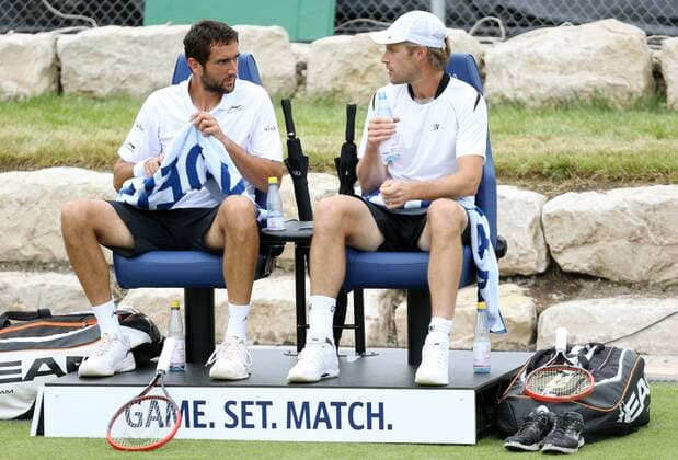 Stuttgart , Tennis Weissenhof Mercedes Cup 2015, Doppel, v.l. Marin Cilic (CRO), Frank Moser (GER)