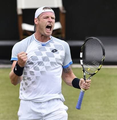 Sam Groth (AUS) Aktion Schlussjubel Jubel jubelt Freude Emotion nach gewonnenem Match 10.06.2015 Tennis Mercedes-Cup Stuttgart Weißenhof TC Weissenhof Mercedescup Mercedes Cup 06.06..-14.06.2015 Mercedes-Cup Stuttgart Weißenhof 2015