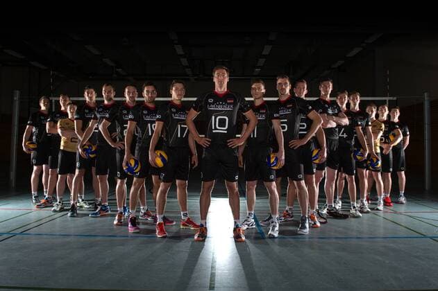 24.05.2015, Sportzentrum Westenfeld, Bochum Volleyball, Fotoshooting Nationalmannschaft Maenner Team Deutschland