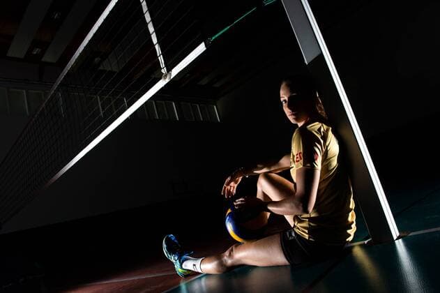 04.06.2015, Bundesleistungszentrum, Kienbaum Volleyball, Fotoshooting Nationalmannschaft Frauen Porträt, Portraet, Portrait Lenka Dürr Duerr ( 1 GER) Out of the box