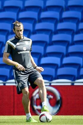 - CARDIFF, UNITED KINGDOM: Wales Gareth Bale pictured during a training session of the Welsh national soccer team, Thursday 11 June 2015, in Cardiff, Wales, United Kingdom. The Welsh team plays against Belgian national soccer team Red Devils in a Euro 2016 qualification game on Friday. DIRKxWAEM  x04640498x