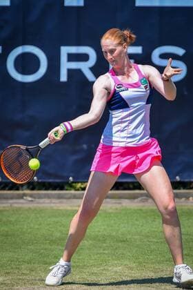 - ROSMALEN, NETHERLANDS: Belgian Alison Van Uytvanck pictured in action during a second round game between Belgian Alison Van Uytvanck and Swiss Belinda Bencic during the Topshelf Open WTA Tennis Damen tennis tournament in Rosmalen, the Netherlands, Thursday 11 June 2015. LUCxCLAESSEN  x04640576x