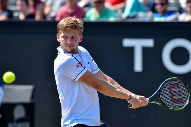 - ROSMALEN, NETHERLANDS: Belgian David Goffin pictured in action during a second round game between Belgian David Goffin and Austrian Jurgen Melzer during the Topshelf Open WTA Tennis Damen tennis tournament in Rosmalen, the Netherlands, Thursday 11 June 2015. LUCxCLAESSEN  x04640734x