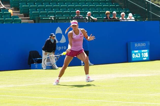 11.06.2015. Nottingham, England. Aegon Open Tennis. Yanina Wickmayer (Belgium) in action on her way to victory over Bojana Jovanovski (Serbia) xDavidxKissmanx  ActionPlus11629854