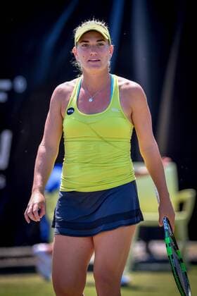 - ROSMALEN, NETHERLANDS: Hungarian Timea Babos pictured during a second round game between between Timea Babos - Kristina Mladenovic and Ysaline Bonaventure - Demi Schuurs during the Topshelf Open WTA Tennis Damen tennis tournament in Rosmalen, the Netherlands, Tuesday 09 June 2015. LUCxCLAESSEN  x04640882x