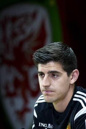 Aktuell Fußball, PK Nationalmannschaft Belgien in Cardiff - CARDIFF, UNITED KINGDOM: Belgium s goalkeeper Thibaut Courtois pictured during a press conference PK Pressekonferenz of Belgian national soccer team Red Devils, Thursday 11 June 2015, in Cardiff, Wales, United Kingdom. The Red Devils play against the Welsh national soccer team in a Euro 2016 qualification game on Friday. DIRKxWAEM  x04640893x
