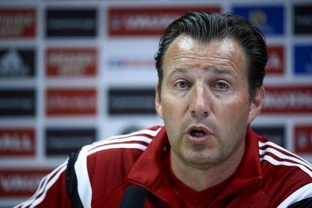 Aktuell Fußball, PK Nationalmannschaft Belgien in Cardiff - CARDIFF, UNITED KINGDOM: Belgium s head coach Marc Wilmots pictured during a press conference PK Pressekonferenz of Belgian national soccer team Red Devils, Thursday 11 June 2015, in Cardiff, Wales, United Kingdom. The Red Devils play against the Welsh national soccer team in a Euro 2016 qualification game on Friday. DIRKxWAEM  x04640919x
