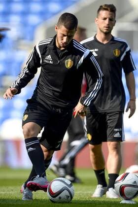 - CARDIFF, UNITED KINGDOM: Belgium s Eden Hazard pictured during a training session of Belgian national soccer team Red Devils, Thursday 11 June 2015, in Cardiff, Wales, United Kingdom. The Red Devils play against the Welsh national soccer team in a Euro 2016 qualification game on Friday. DIRKxWAEM  x04640984x