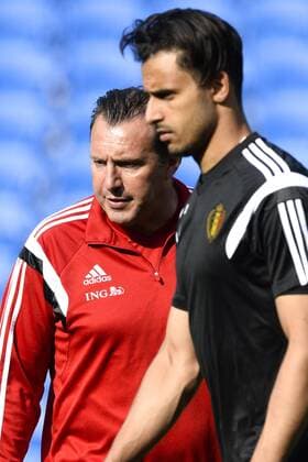- CARDIFF, UNITED KINGDOM: Belgium s head coach Marc Wilmots and Belgium s Nacer Chadli pictured during a training session of Belgian national soccer team Red Devils, Thursday 11 June 2015, in Cardiff, Wales, United Kingdom. The Red Devils play against the Welsh national soccer team in a Euro 2016 qualification game on Friday. DIRKxWAEM  x04640978x