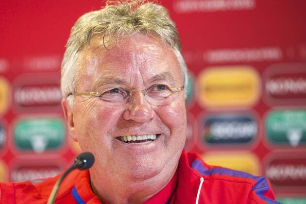 coach Guus Hiddink of Holland during a training session prior to the UEFA EURO EM Europameisterschaft Fussball 2016 qualifying match between Latvia and The Netherlands on June 11, 2015 at the Skonto stadium in Riga, The Netherlands. Netherlands Training session in Riga 2014 2015 xVIxxIVx 3958184