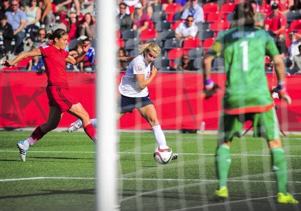 June 11, 2015 - Ottawa, Ontario, Canada - June 11, 2015: Forward Ada Hegerberg ( 21) of Norway shoots at goal during the FIFA 2015 Women s World Cup Group B match between Germany and Norway, which finished 1-1 at Lansdowne Stadium in Ottawa, Canada. Soccer: FIFA 2015 Women s World Cup Group B Match - Germany versus Norway. - ZUMAk120