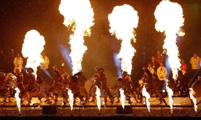 Aktuell Fußball, Copa America in Chile, Eröffnungsfeier SANTIAGO, June 11, 2015 -- Artists perform during the opening ceremony of the Copa America Chile 2015, at the National Stadium, in Santiago, capital of Chile, on June 11, 2015. JorgexVillegas 