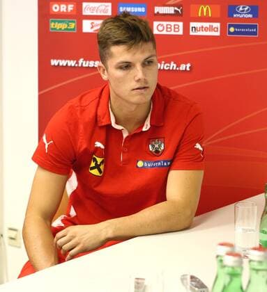 SOCCER - UEFA EURO EM Europameisterschaft Fussball 2016 quali, RUS vs AUT, preview VIENNA,AUSTRIA,12.JUN.15 - SOCCER - UEFA European Championship EM Europameisterschaft 2016, European Qualifiers, OEFB international match Länderspiel Russia vs Austria, preview, mixed zone of team AUT. Image shows Marcel Sabitzer (AUT). Keywords: press conference PK Pressekonferenz GEPAxpictures xChristianxOrt