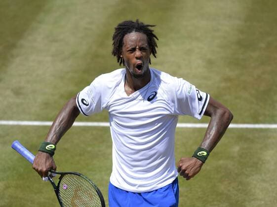 Gael Monfils (FRA) Jubel jubelt Freude Emotion nach gewonnenem Punkt Viertelfinale 10.06.2015 Tennis Mercedes-Cup Stuttgart Weißenhof TC Weissenhof Mercedescup Mercedes Cup 06.06..-14.06.2015 Mercedes-Cup Stuttgart Weißenhof 2015
