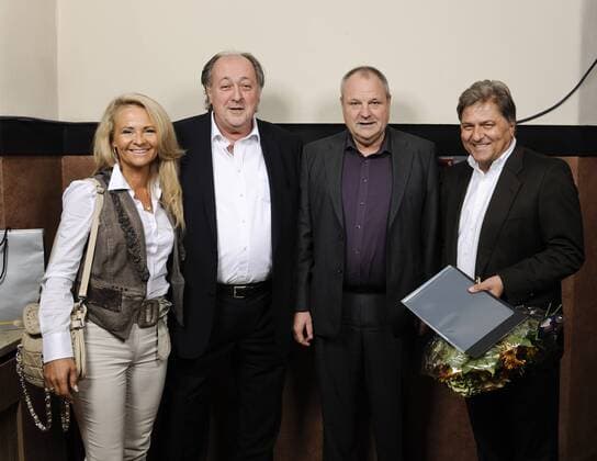 Verabschiedung Raimund Hinkos von der Bild (SportBild) in München Journalist Raimund Hinko, Harald Stenger und Markus Hörwick