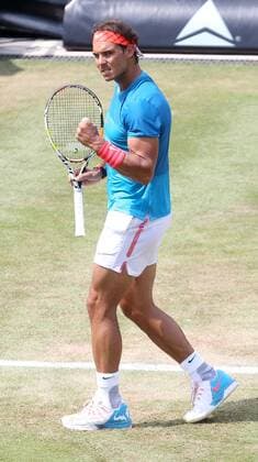 Stuttgart , Tennis Weissenhof Mercedes Cup 2015, Rafael Nadal (ESP) jubelt und ballt die Faust