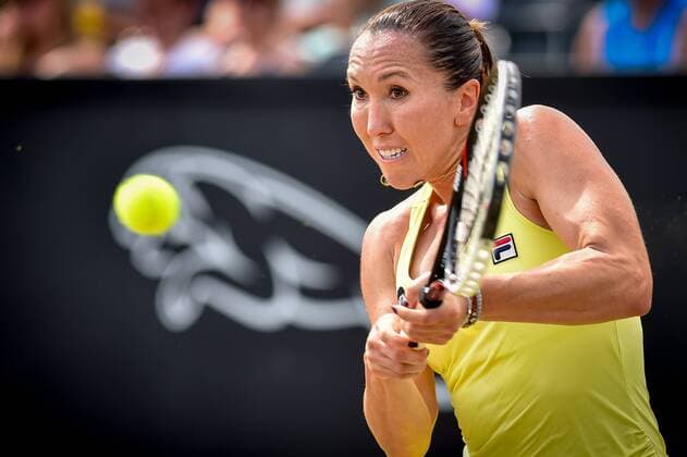 - ROSMALEN, NETHERLANDS: Serbian Jelena Jankovic pictured in action during a quarterfinal game between German Annika Beck and Serbian Jelena Jankovic during the Topshelf Open WTA Tennis Damen tennis tournament in Rosmalen, the Netherlands, Friday 12 June 2015. LUCxCLAESSEN  x04641530x