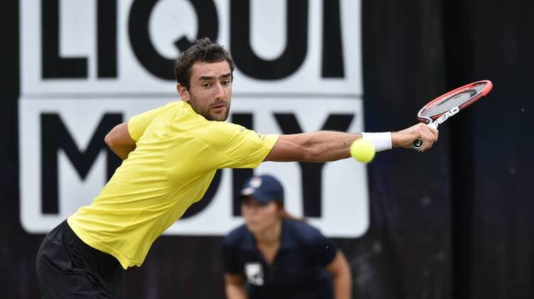 Marin Cilic (CRO) Aktion Viertelfinale 12.06.2015 Tennis Mercedes-Cup Stuttgart Weißenhof TC Weissenhof Mercedescup Mercedes Cup 06.06..-14.06.2015 Mercedes-Cup Stuttgart Weißenhof 2015
