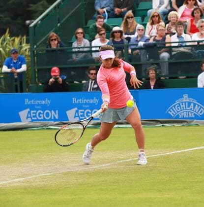 12.06.2015. Nottingham, England. Aegon Open Tennis. Lauren Davis of USA in action against Agnieszka Radwanska (POL) in the quarter final xDavidxKissmanx  ActionPlus11630329