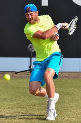- ROSMALEN, NETHERLANDS: Ukrainian Illya Marchenko pictured in action during a tennis game between Belgian David Goffin and Ukrainian Illya Marchenko in the third round of the men s tournament at the Topshelf Open WTA Tennis Damen tennis tournament in Rosmalen, the Netherlands, Friday 12 June 2015. LUCxCLAESSEN  x04641675x