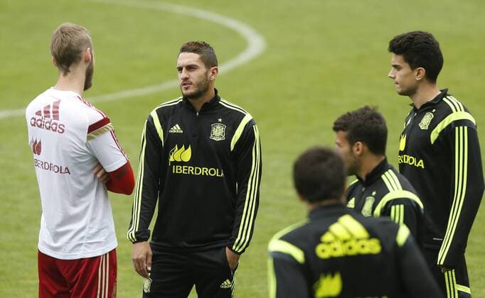 Spain s national team Nationalteam training session in Leon. In this picture, David De Gea and Koke. xPABLOGARCIAx 