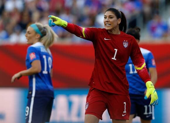 (150613) -- WINNIPEG, June 12, 2015 -- Hope Solo, goalkeeper of the United States, reacts during the Group D match against Sweden at Winnipeg Stadium in Winnipeg, Canada on June 12, 2015. ) (SP)CANADA-WINNIPEG-FIFA-WOMEN S WORLD CUP-USA VS SWE WangxLili 