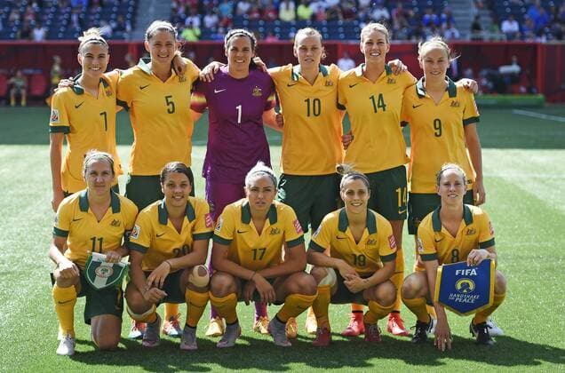 June 12, 2015 - Winnipeg - Australiens Team: Stephanie Catley, Laura Alleway, Lydia Williams, Emily van Egmond, Alanna Kennedy, Caitlin Foord, Lisa De Vanna, Samantha Kerr, Kyah Simon, Katrina Gorry, Elise Kellond-Knight. kod CS 57684 News - June 12, 2015 - ZUMAb138