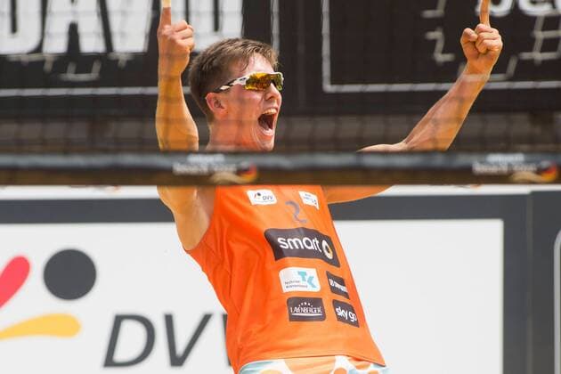 14.06.2015, xfrx, Beachvolleyball, smart beach cup Jena, v.l. David Poniewaz (KMTV Eagles Kiel)