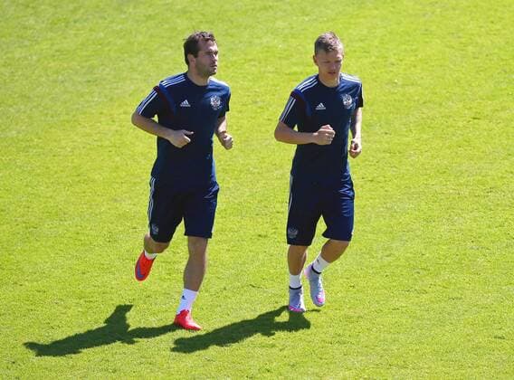 Aktuell Fußball, Training Nationalmannschaft Russland in Moskau SOCCER - UEFA EURO EM Europameisterschaft Fussball 2016 quali, RUS vs AUT, preview MOSCOW,RUSSIA,13.JUN.15 - SOCCER - UEFA European Championship EM Europameisterschaft 2016, European Qualifiers, international match Länderspiel Russia vs Austria, preview, training of team RUS. Image shows player from RUS. GEPAxpictures xChristianxOrt