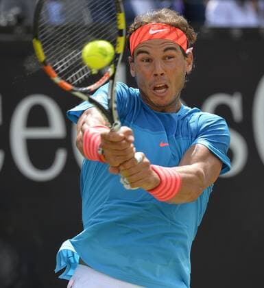 Rafael Nadal (ESP) Aktion Halbfinale 13.06.2015 Tennis Mercedes-Cup Stuttgart Weißenhof TC Weissenhof Mercedescup Mercedes Cup 06.06..-14.06.2015 Mercedes-Cup Stuttgart Weißenhof 2015