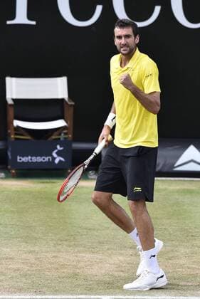 Marin Cilic (CRO) Aktion Jubel jubelt Freude Emotion nach gewonnenem Punkt Halbfinale 13.06.2015 Tennis Mercedes-Cup Stuttgart Weißenhof TC Weissenhof Mercedescup Mercedes Cup 06.06..-14.06.2015 Mercedes-Cup Stuttgart Weißenhof 2015