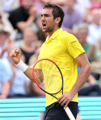 Stuttgart , Tennis Weissenhof Mercedes Cup 2015, Marin Cilic (CRO) jubelt und ballt die Faust